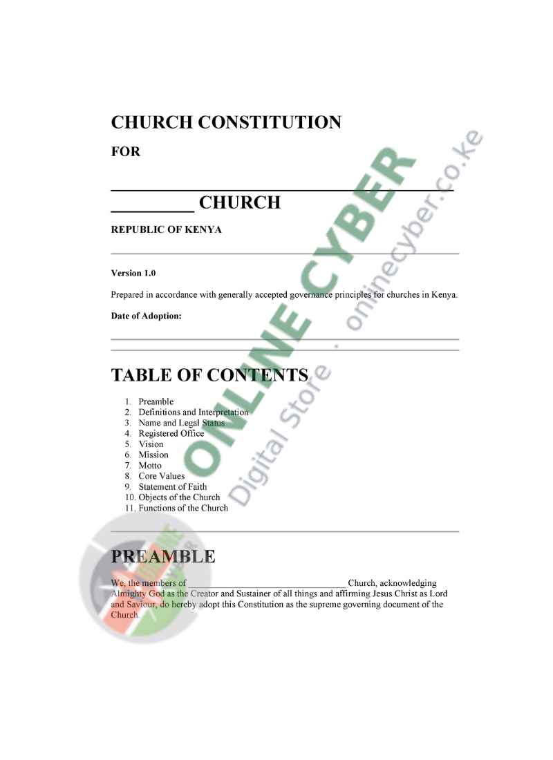 Preview of Church Constitution Template