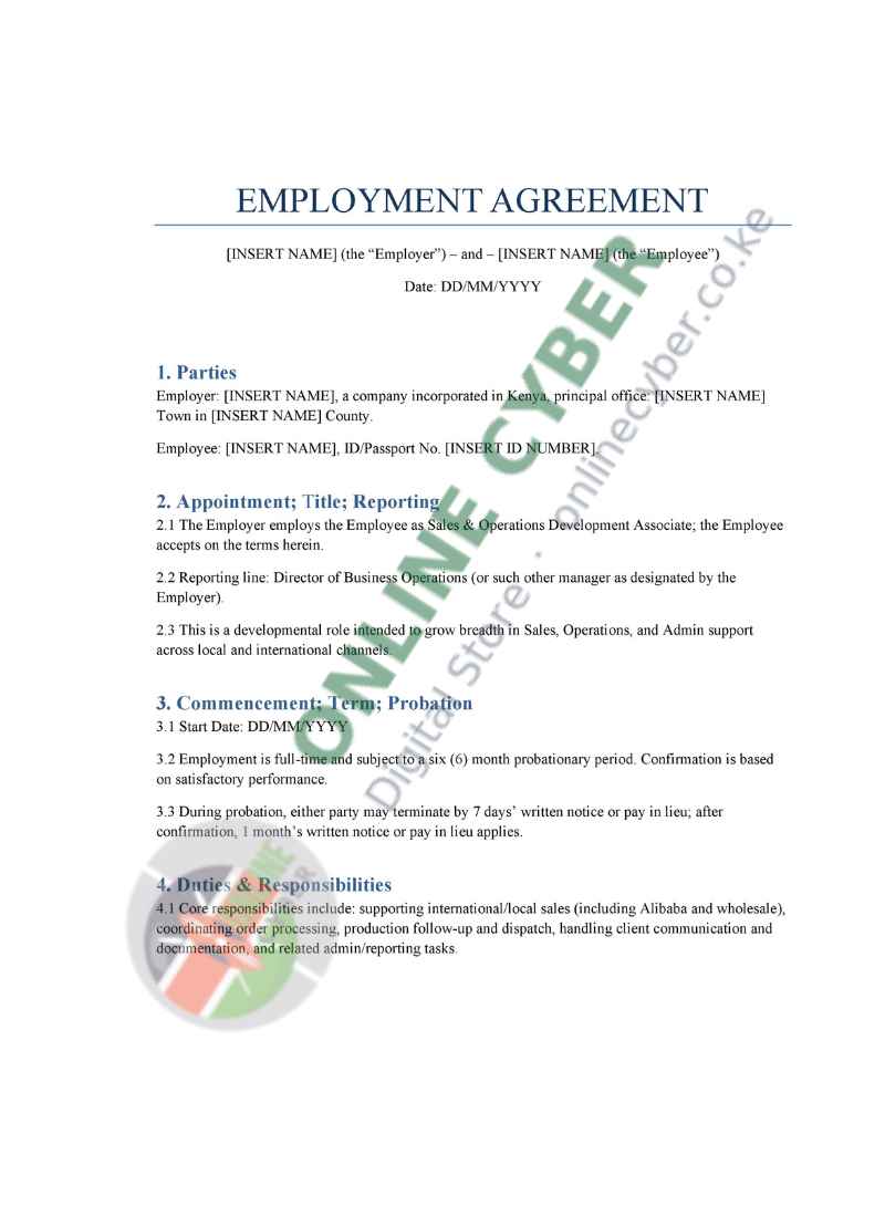 Preview of Employment Contract Template