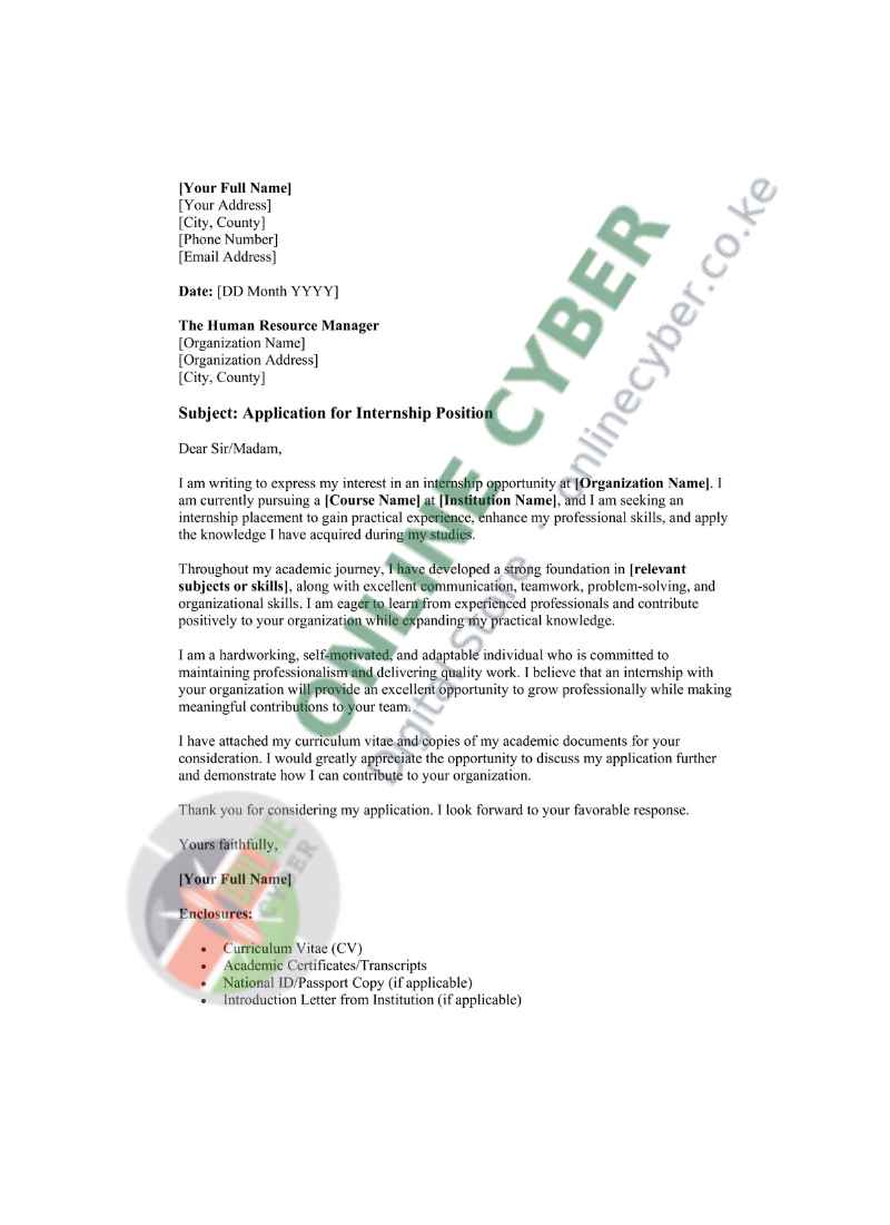 Preview of Internship Application Letter