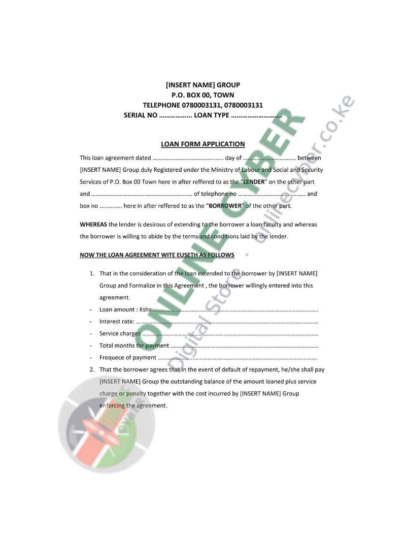Preview of Loan Application Form
