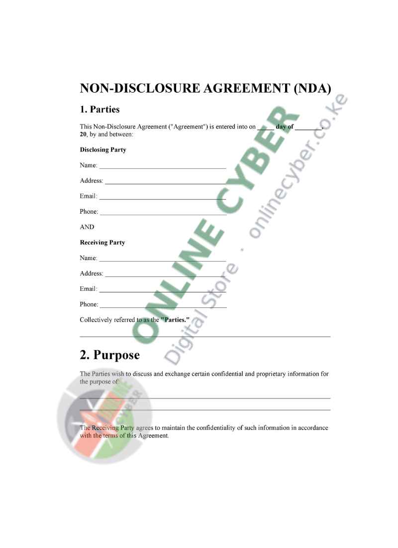 Preview of Non-Disclosure Agreement (NDA)