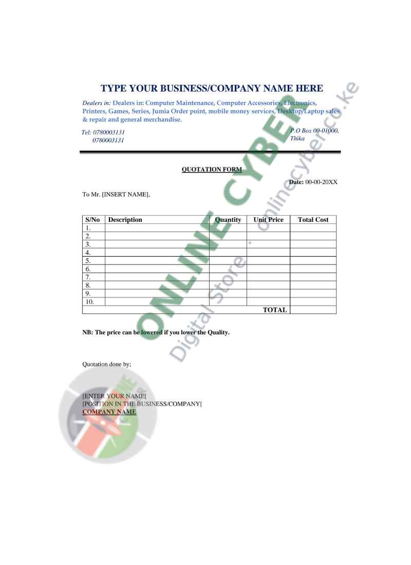Preview of Quotation Template