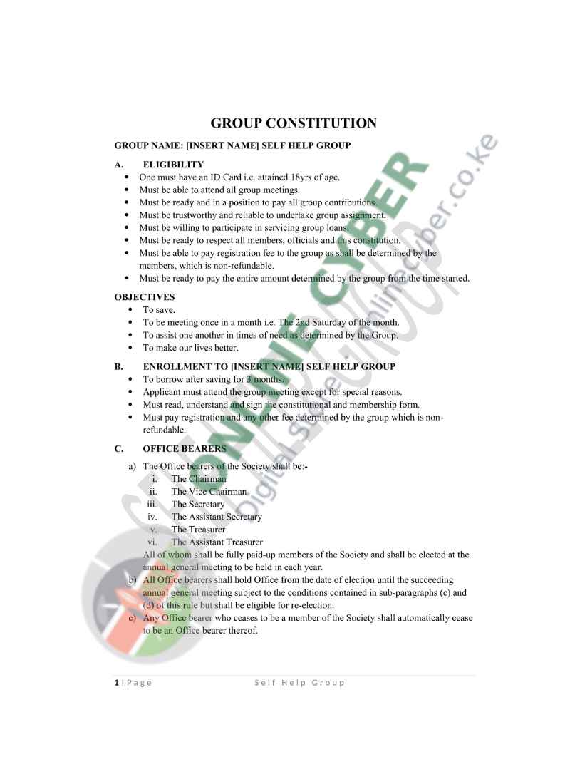 Preview of SACCO / Chama Constitution
