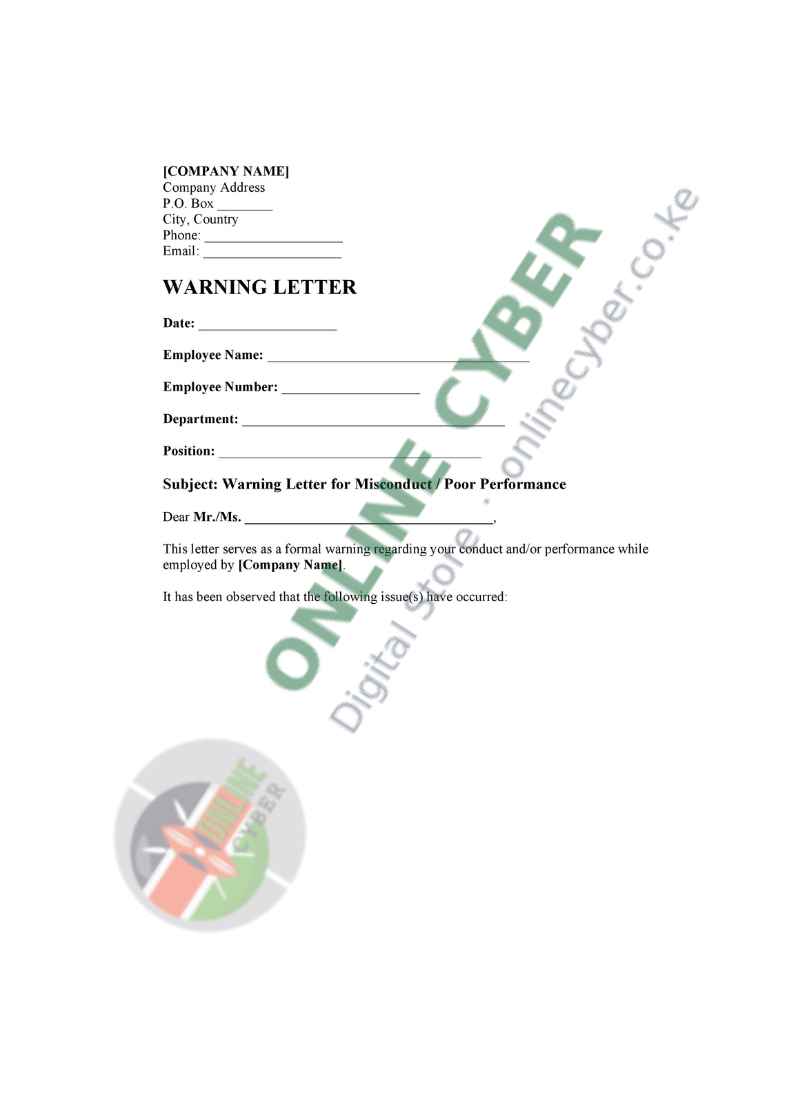 Preview of Warning Letter Template